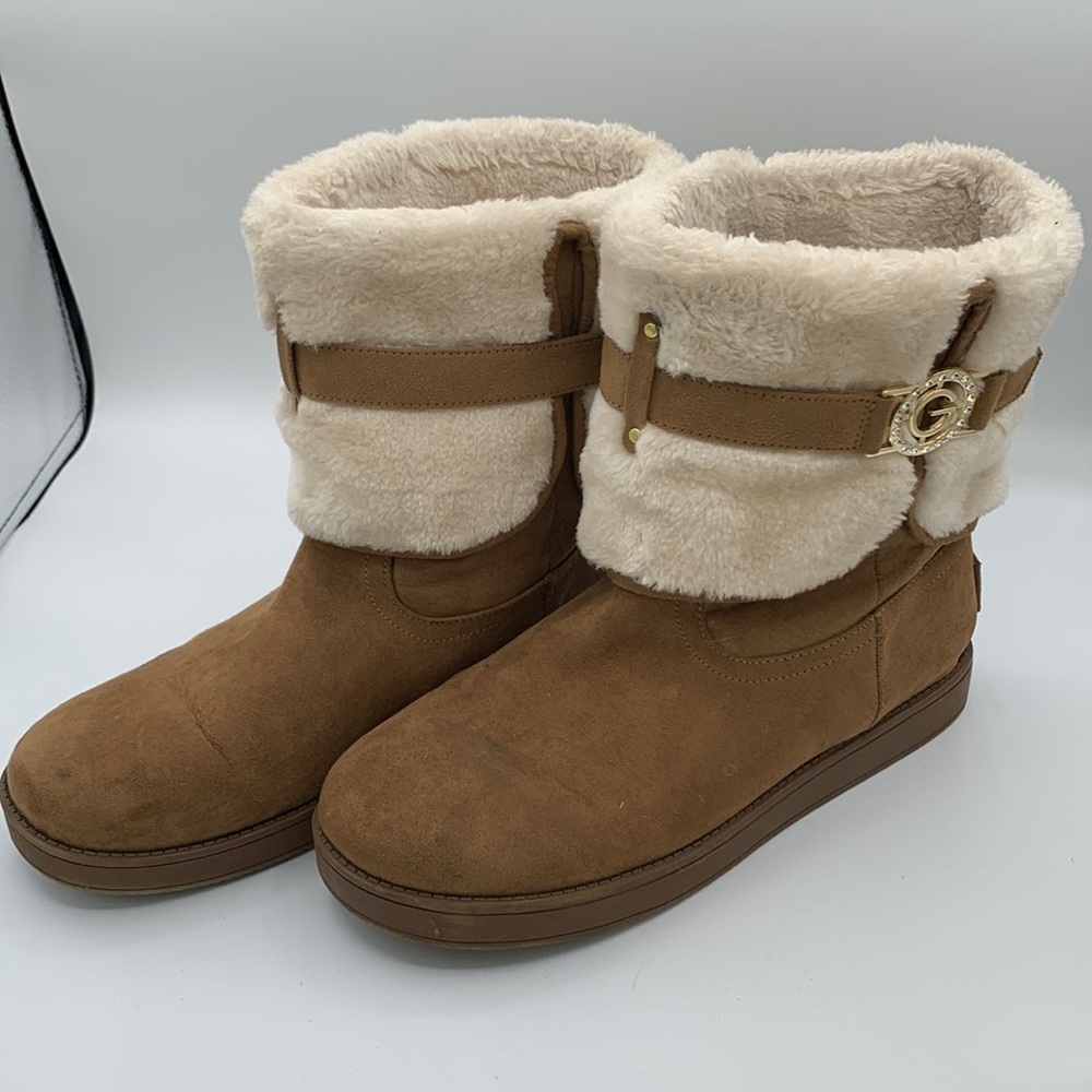 Guess Suede Faux fur topped boots. Very light wear, Size 9.5